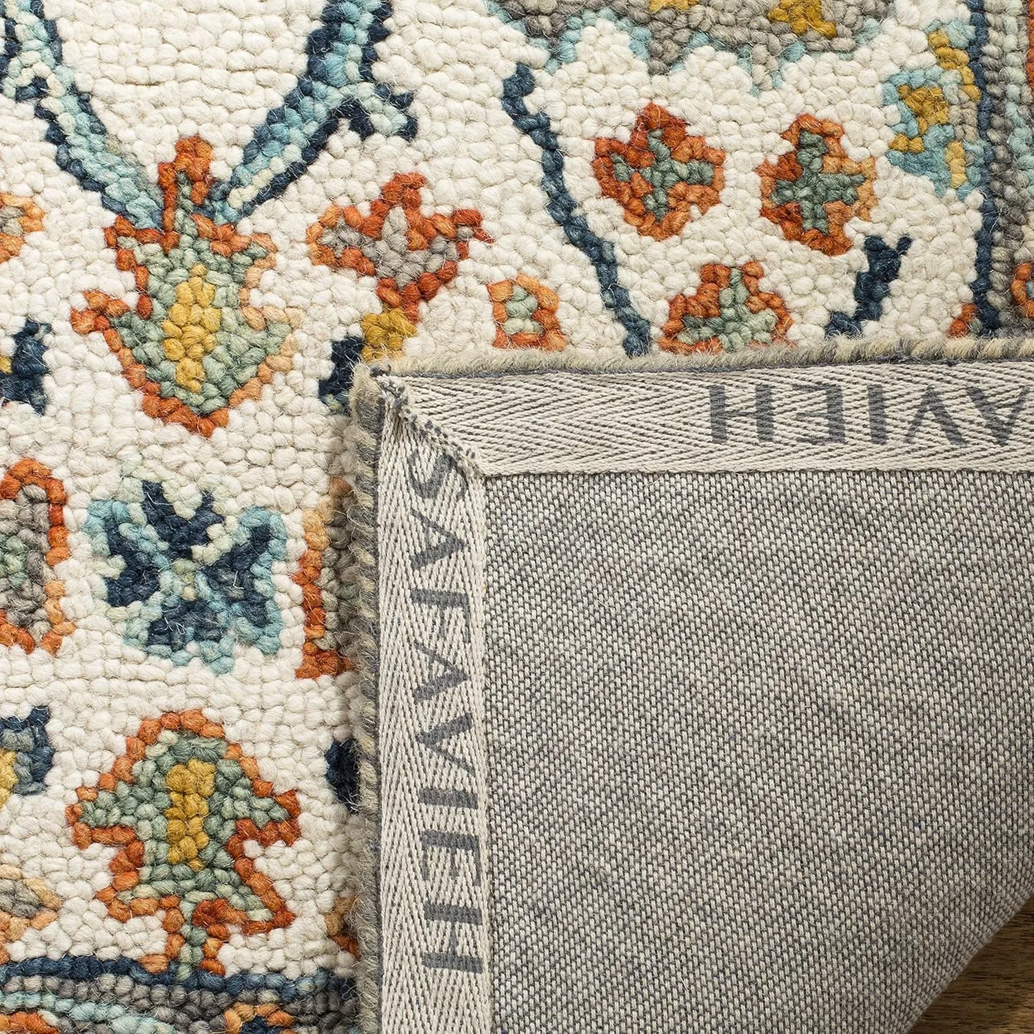 Safavieh Aspen Collection Area Rug - 10' x 14', Ivory & Blue, Handmade Boho Wool, Ideal for High Traffic Areas in Living Room, Bedroom (APN308A)