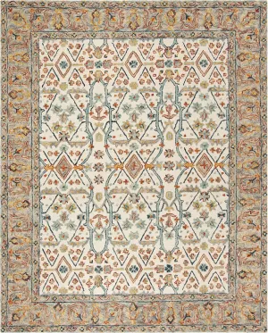 Safavieh Aspen Collection Area Rug - 10' x 14', Ivory & Blue, Handmade Boho Wool, Ideal for High Traffic Areas in Living Room, Bedroom (APN308A)
