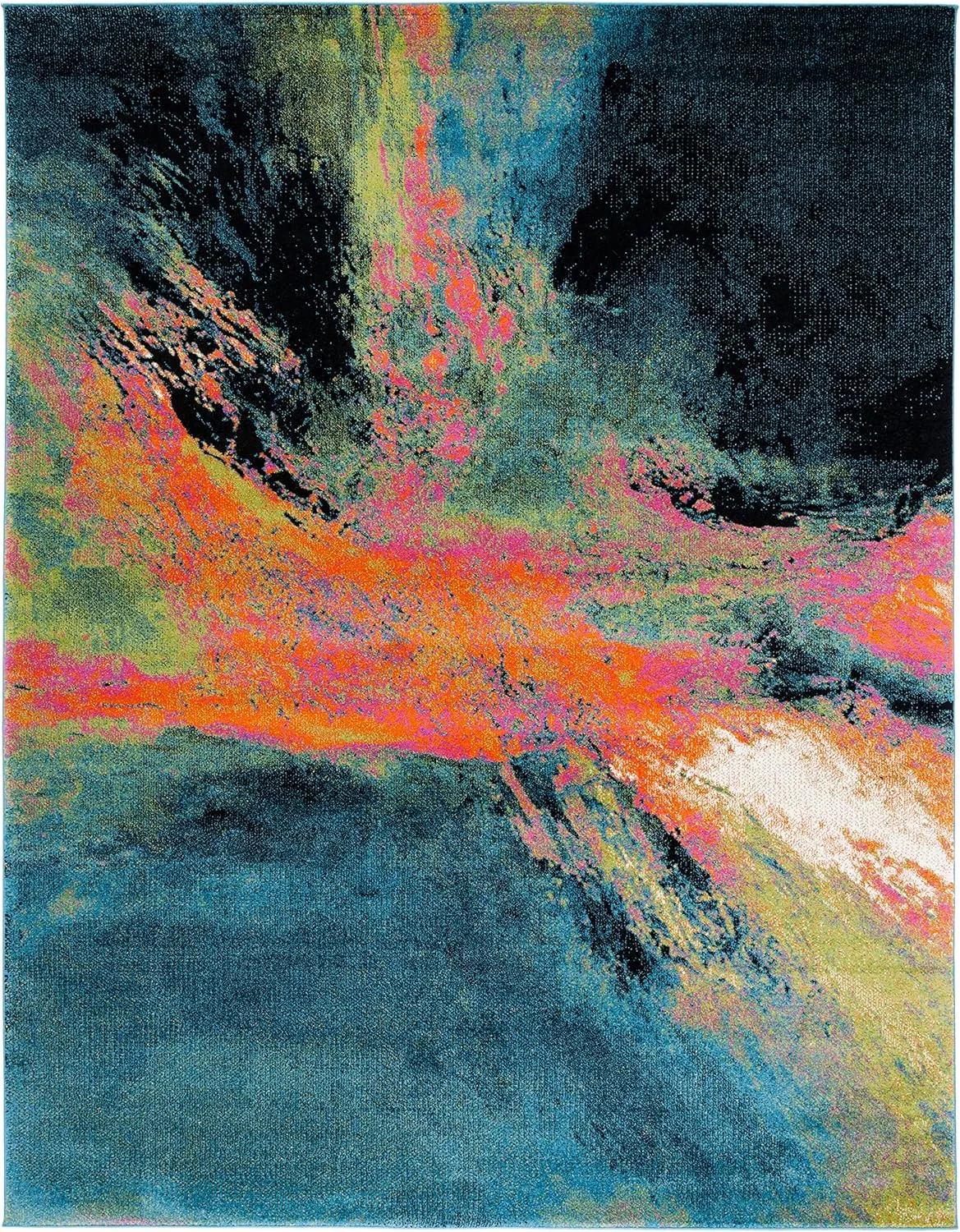 SAFAVIEH Galaxy Collection Area Rug - 9' x 12', Blue & Orange, Modern Abstract Design, Non-Shedding & Easy Care, Ideal for High Traffic Areas in Living Room, Bedroom (GAL117N)