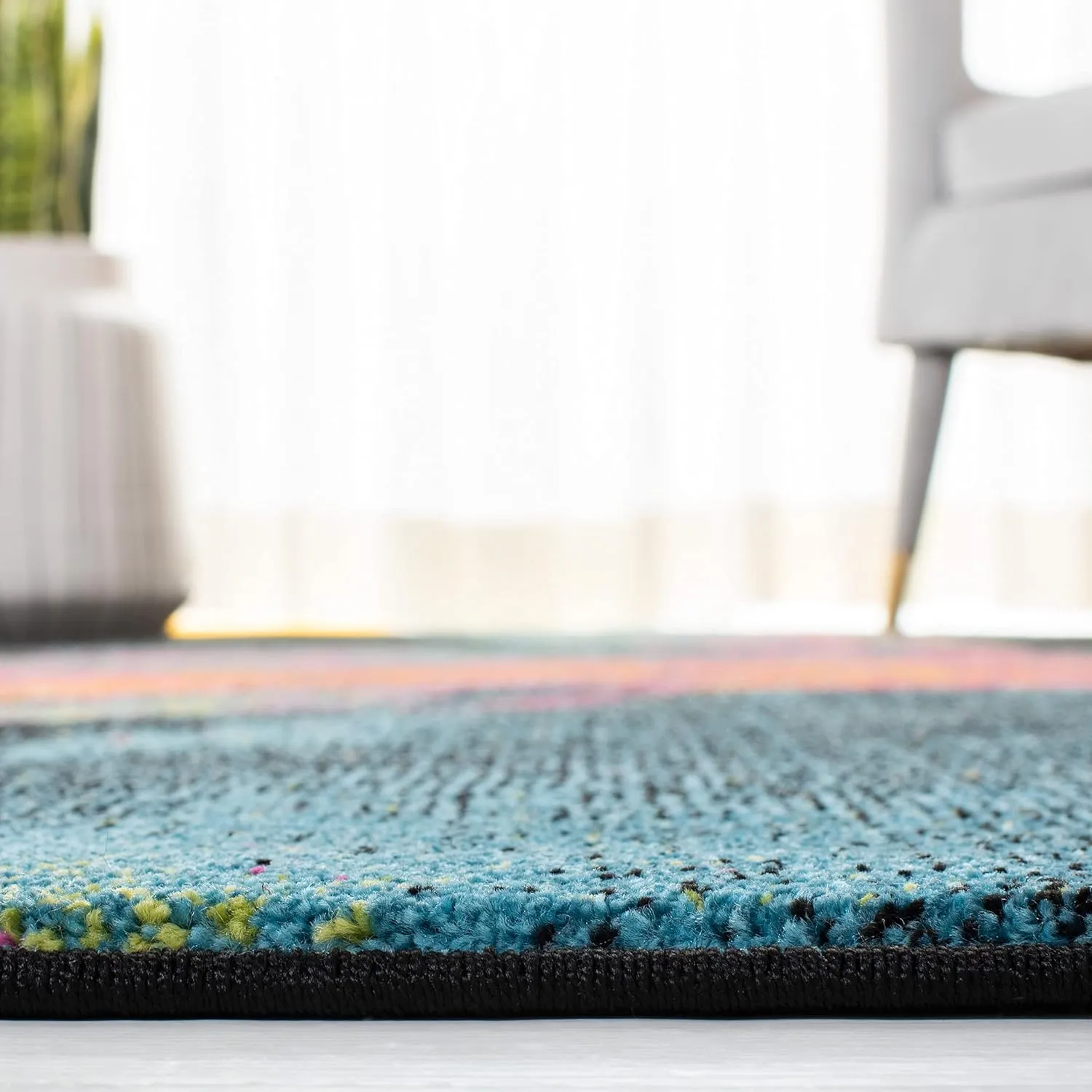 SAFAVIEH Galaxy Collection Area Rug - 9' x 12', Blue & Orange, Modern Abstract Design, Non-Shedding & Easy Care, Ideal for High Traffic Areas in Living Room, Bedroom (GAL117N)
