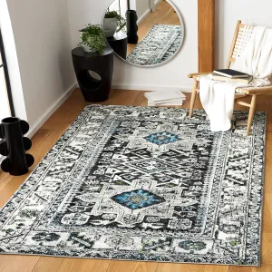SAFAVIEH Vintage Hamadan Collection Area Rug - 5'3" x 7'6", Dark Grey & Ivory, Traditional Oriental Design, Non-Shedding & Easy Care, Ideal for High Traffic Areas in Living Room, Bedroom (VTH211H)