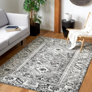 SAFAVIEH Vintage Hamadan Collection Area Rug - 5'3" x 7'6", Grey & Ivory, Medallion Design, Non-Shedding & Easy Care, Ideal for High Traffic Areas in Living Room, Bedroom (VTH211G)