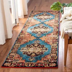 SAFAVIEH Vintage Hamadan Collection Runner Rug - 2'3" x 6', Gold & Light Blue, Traditional Oriental Design, Non-Shedding & Easy Care, Ideal for High Traffic Areas in Living Room, Bedroom (VTH219D)