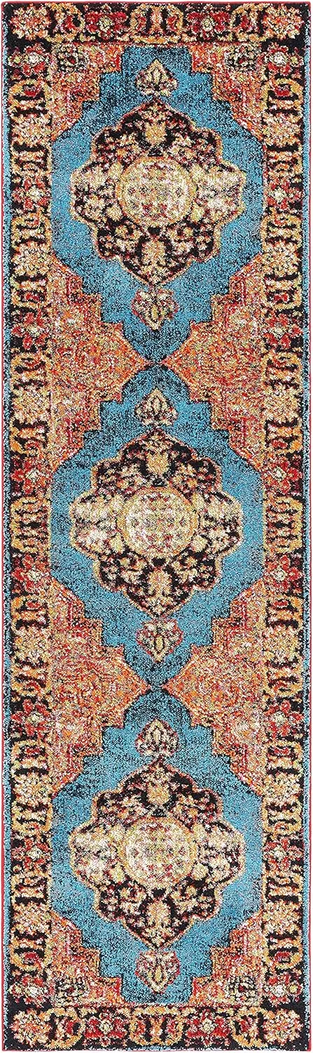 SAFAVIEH Vintage Hamadan Collection Runner Rug - 2'3" x 6', Gold & Light Blue, Traditional Oriental Design, Non-Shedding & Easy Care, Ideal for High Traffic Areas in Living Room, Bedroom (VTH219D)