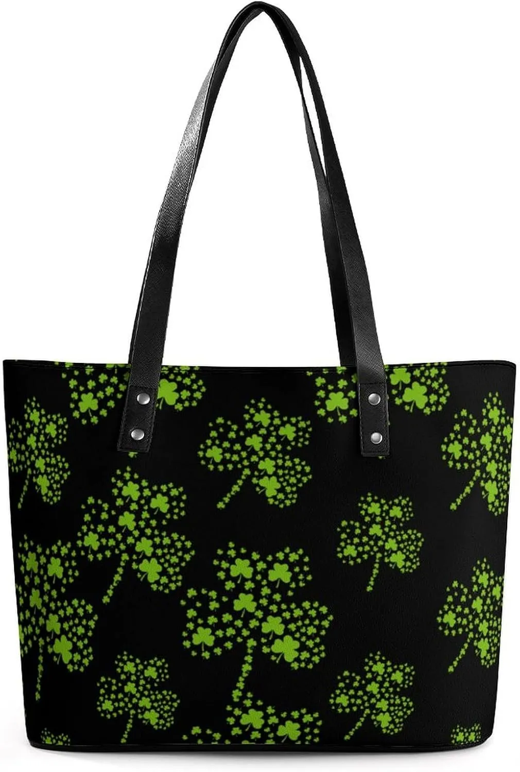 Saint Patrick's Day Clover Women's Tote Shoulder Bag Handbag Top Handle Leather 29 * 34 * 14cm