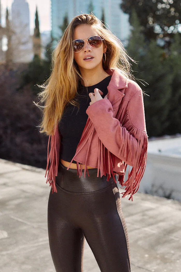 SALE - Monaco Fringe Suede Moto Jacket