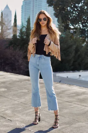 SALE - Monaco Fringe Suede Moto Jacket