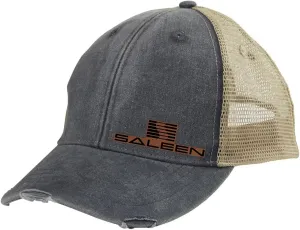 Saleen Automotive Motorsports Side Logo Laser Engraved Leather Patch Distressed Trucker Snapback Cap