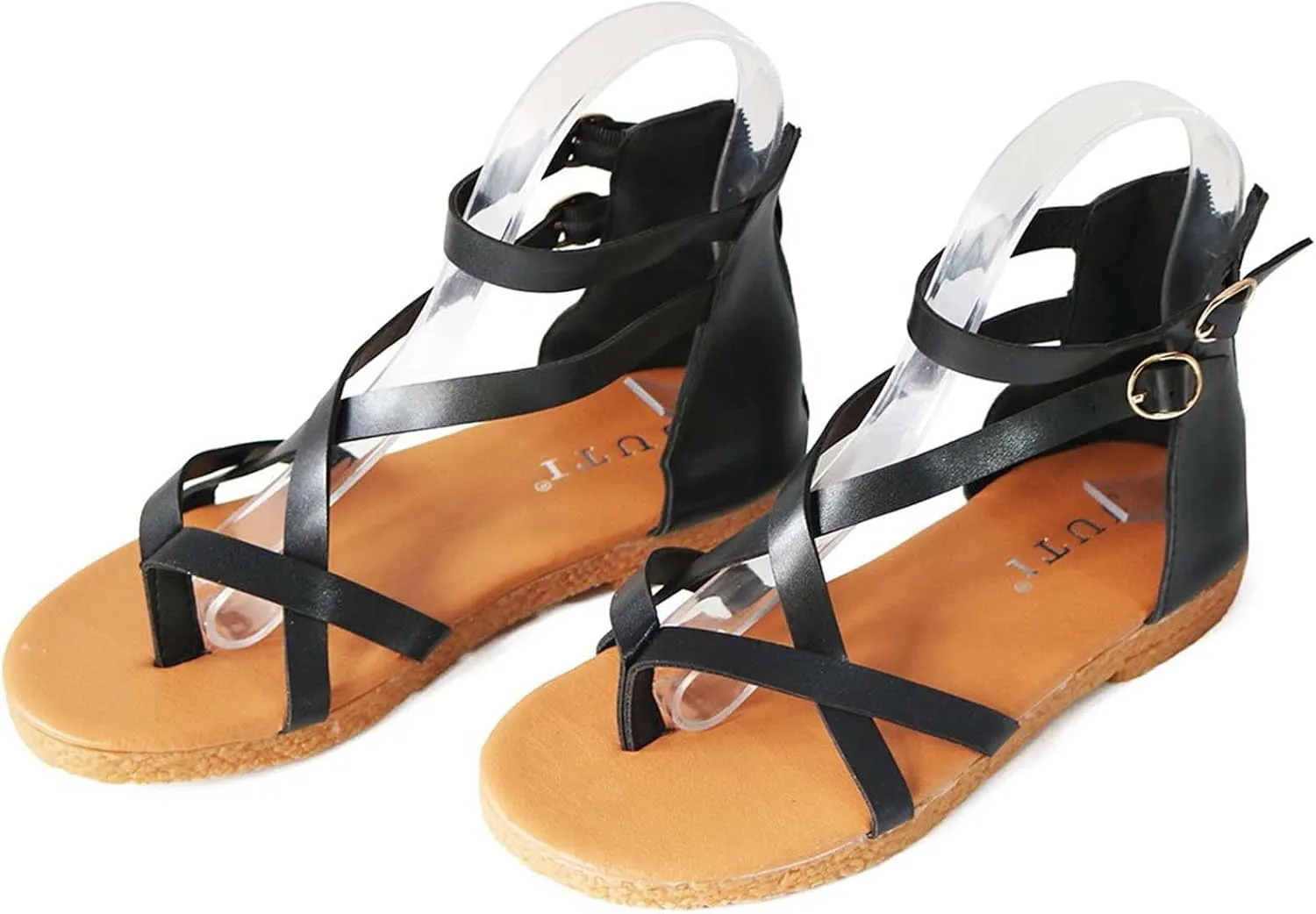 Sandals Women Gladiator Flat Strappy Sandal Dressy Summer Thong Cross Straps Zipper Open Toe Flip Flops Boho Comfortable Ladies Casual Beach Shoes
