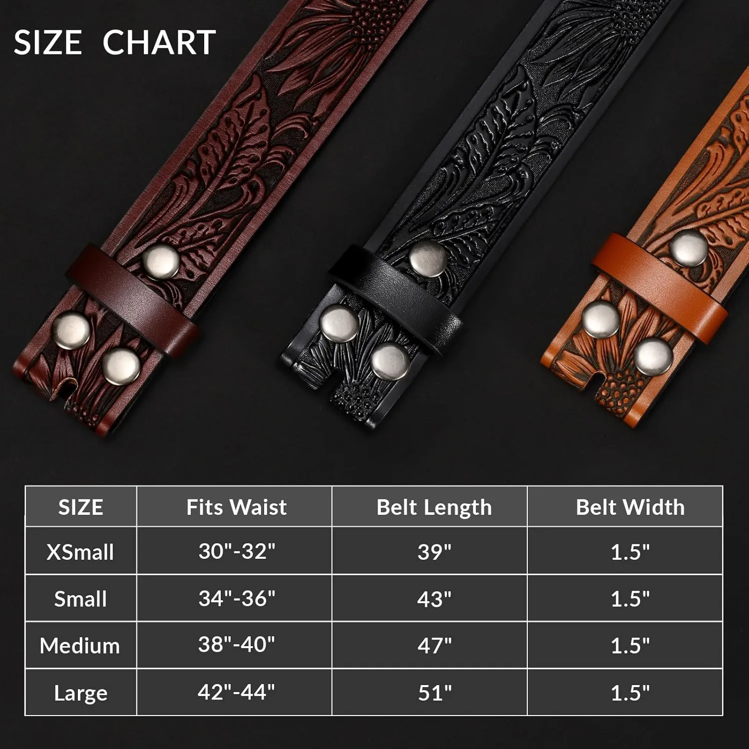 SANSTHS 3 Pack Western Belts for Men Woman without Buckle, Cowgirl Cowboy Belt for Buckle Western Leather Belt for Jeans