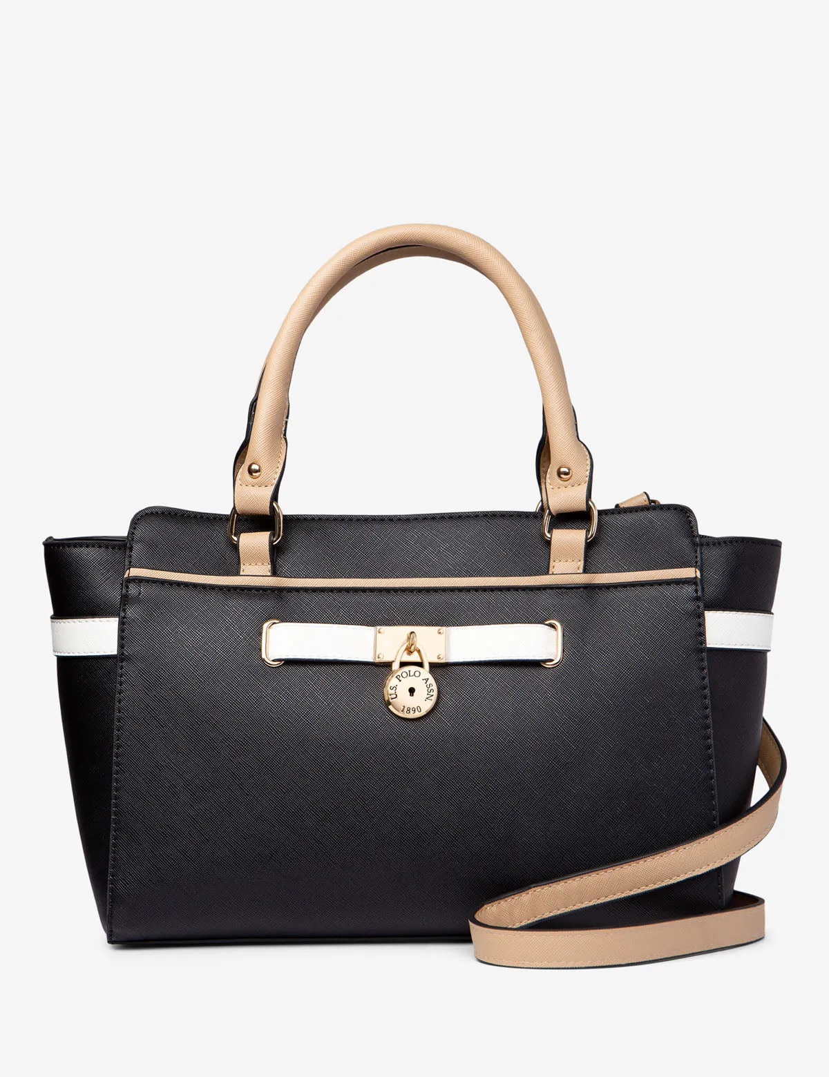 SATCHEL HAND BAG WITH BELTED LOCK