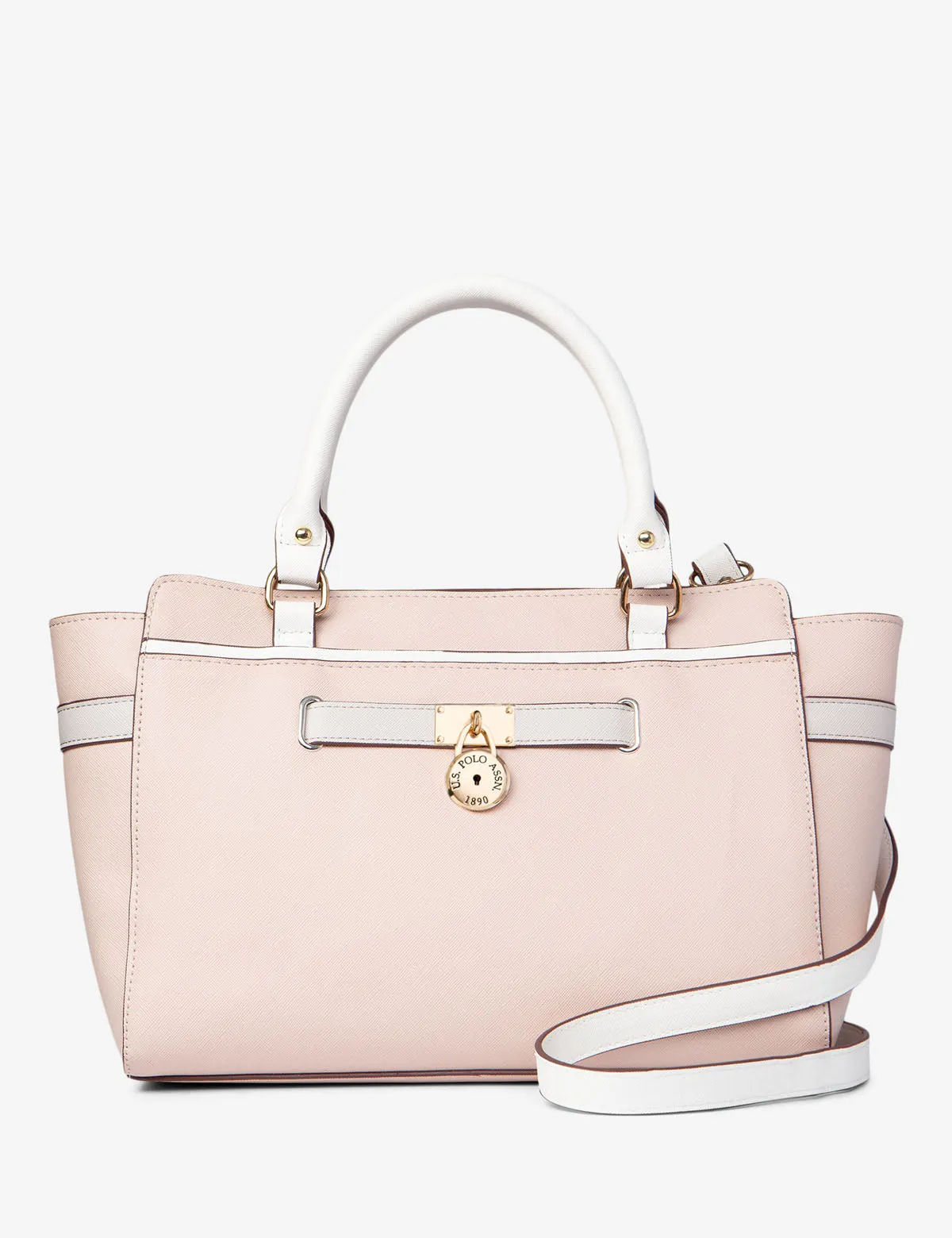 SATCHEL HAND BAG WITH BELTED LOCK