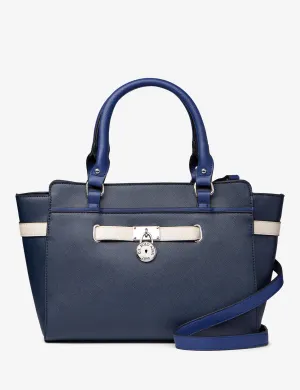 SATCHEL HAND BAG WITH BELTED LOCK