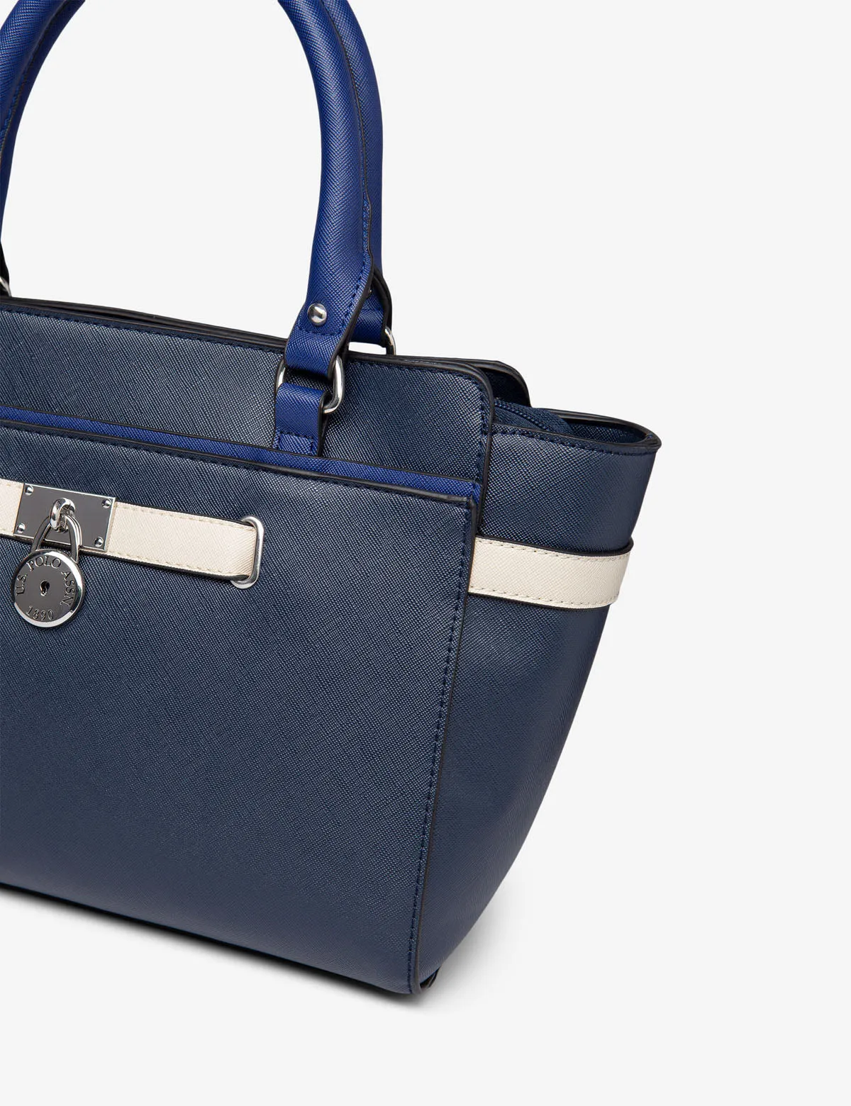 SATCHEL HAND BAG WITH BELTED LOCK