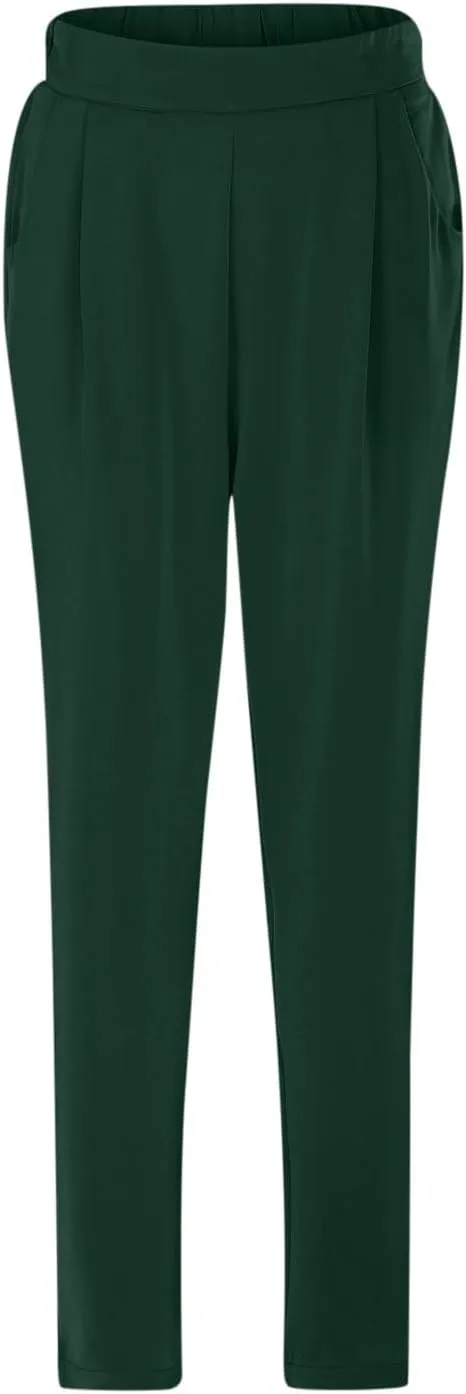 Satin Pants for Women High Waisted Pants Casual Loose Fitting Slacks with Imitation Silk Pockets Stretchy Trousers