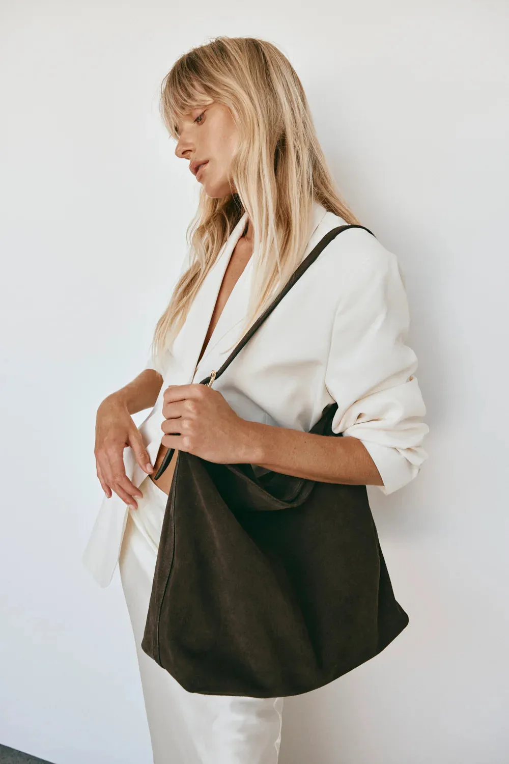 Savannah Suede Hobo Bag | Dark Chocolate