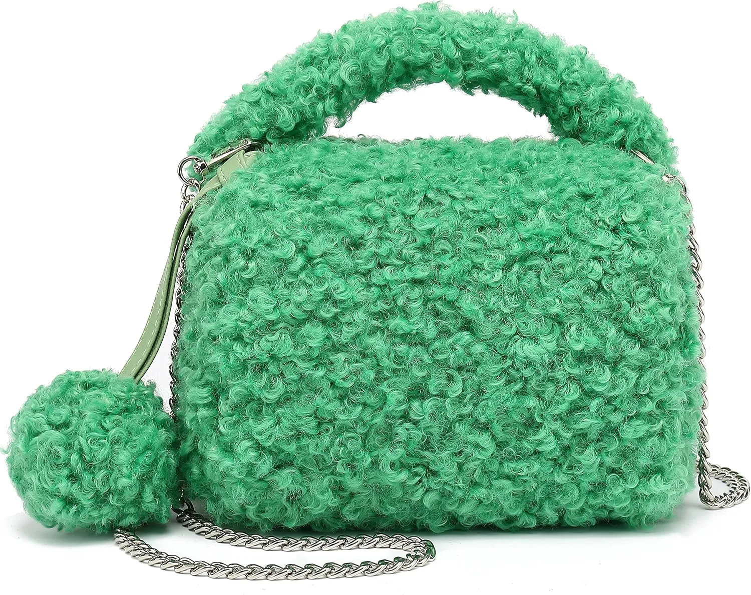 Scarleton Faux Fur Crossbody Bags for Women, Fluffy Top Handle Shoulder Bag, Fuzzy Purses for Women with Chain Strap, H2096