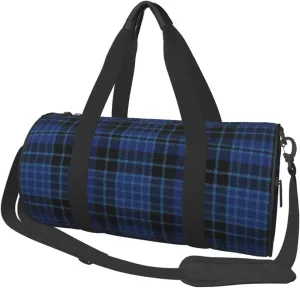 Scottish Clergy Blue Black White Tartan Sports Gym Duffel Bag For Men Women Weekender Travel Workout Training Handbag