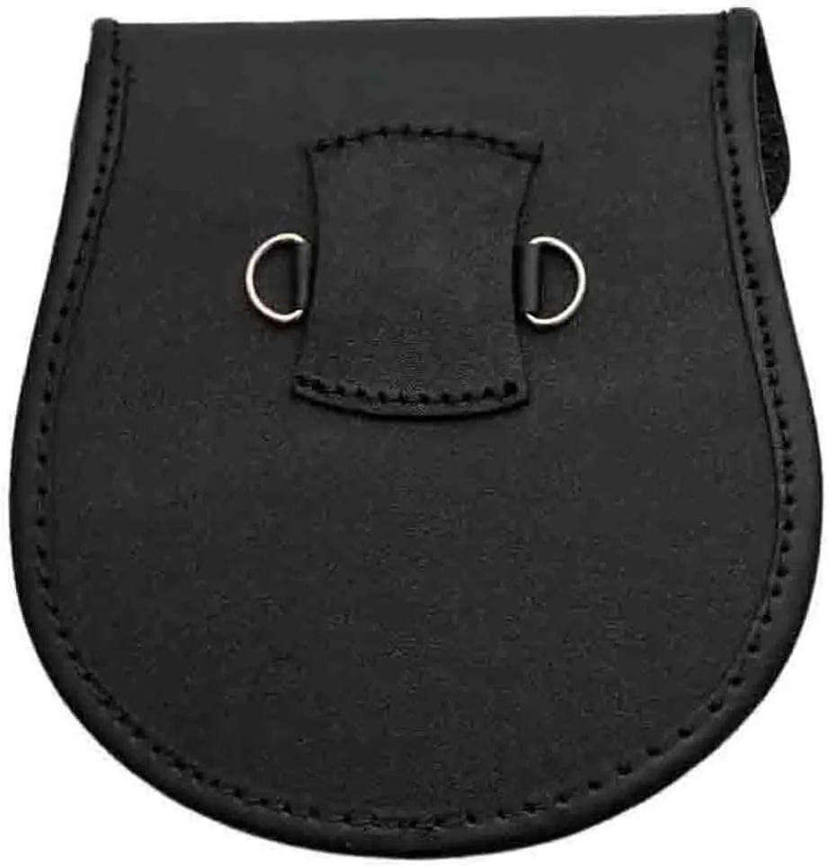 Scottish Kilt Sporran - Black Leather Celtic Kilt Pouch With Chain Belt - Elegant Leather Fanny Pack Waist Bag