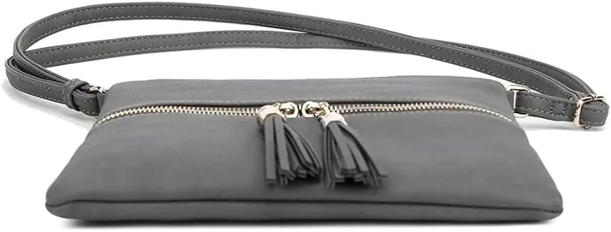 SG SUGU Lightweight Medium Crossbody Bag Shoulder Bag with Tassel and Zipper Pocket