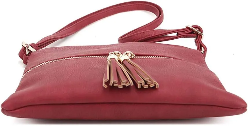 SG SUGU Lightweight Medium Crossbody Bag Shoulder Bag with Tassel and Zipper Pocket