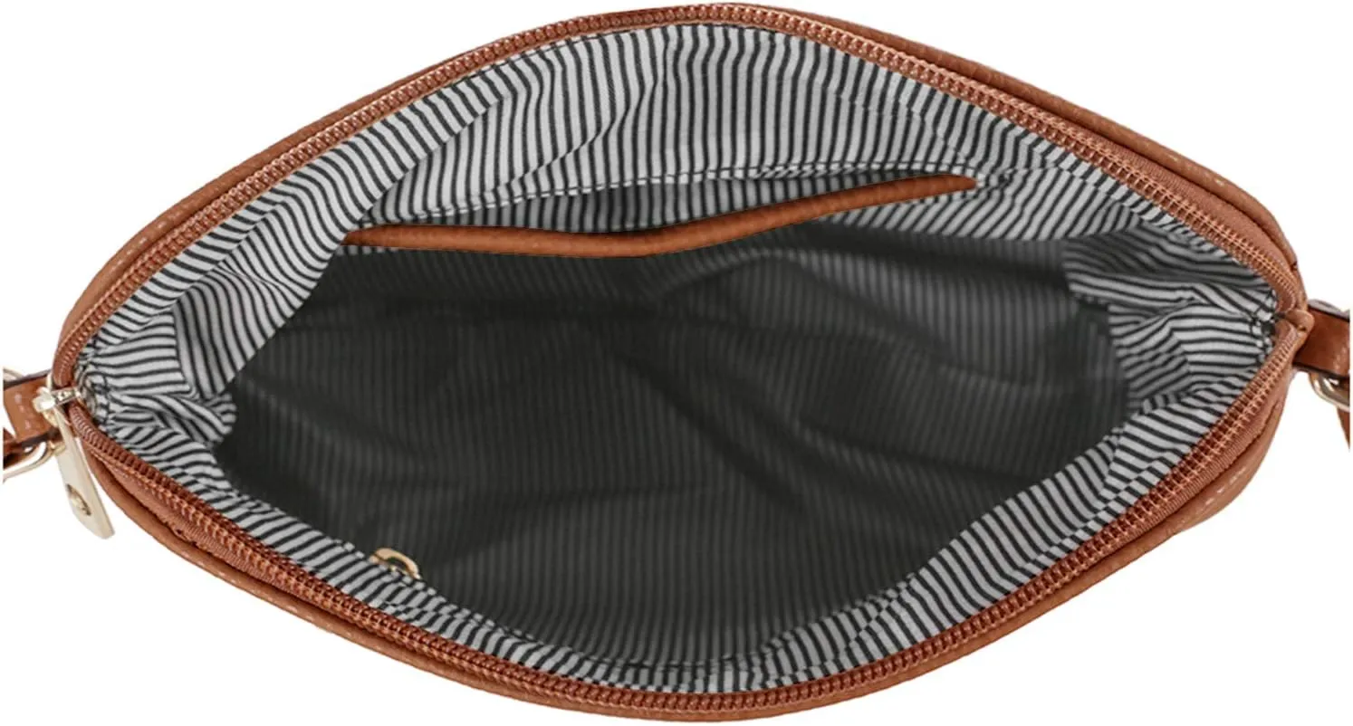 SG SUGU Lunar Lightweight Medium Dome Crossbody Bag Shoulder Bag with Tassel | Zipper Pocket | Adjustable Strap