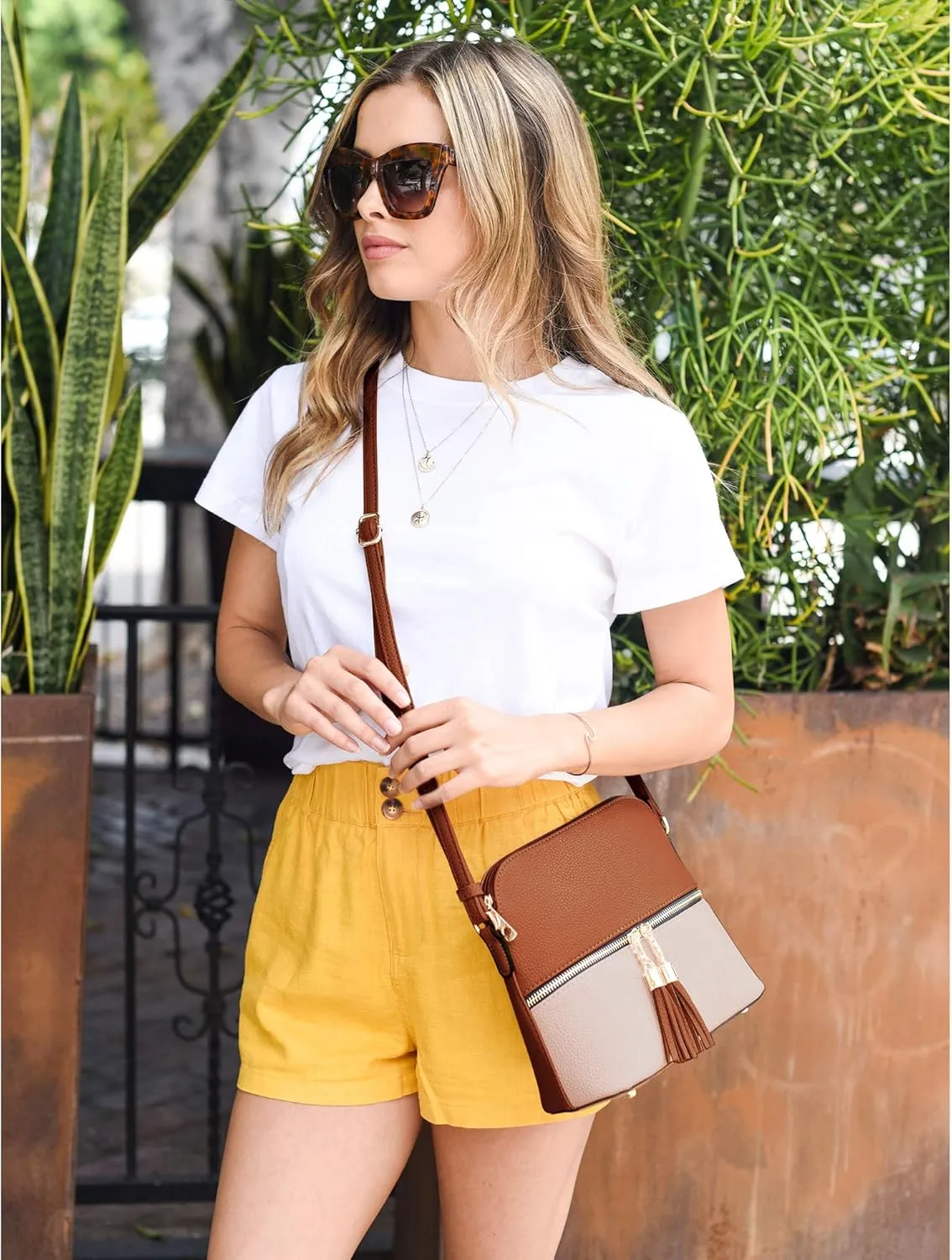 SG SUGU Lunar Lightweight Medium Dome Crossbody Bag Shoulder Bag with Tassel | Zipper Pocket | Adjustable Strap