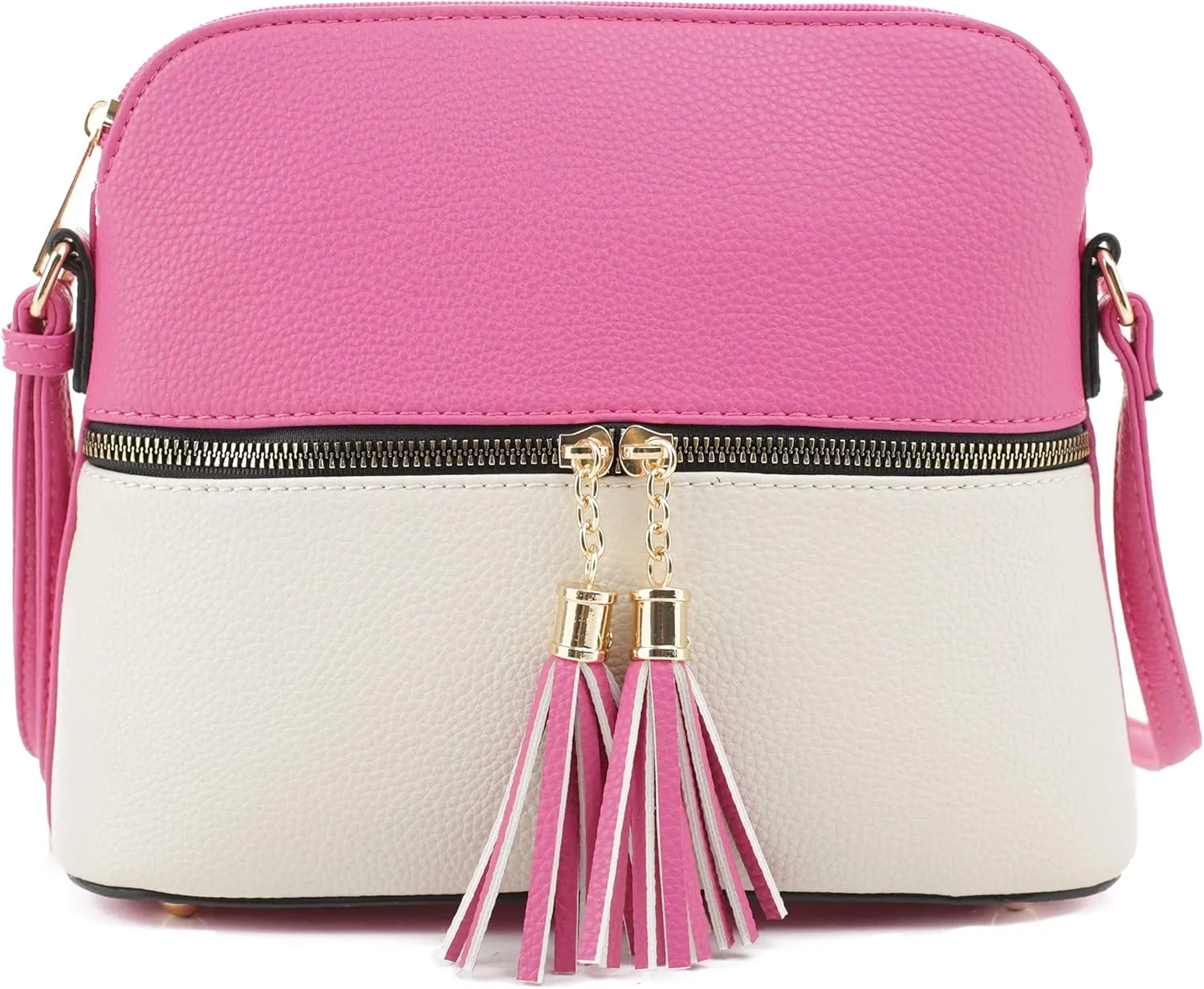 SG SUGU Lunar Lightweight Medium Dome Crossbody Bag Shoulder Bag with Tassel | Zipper Pocket | Adjustable Strap