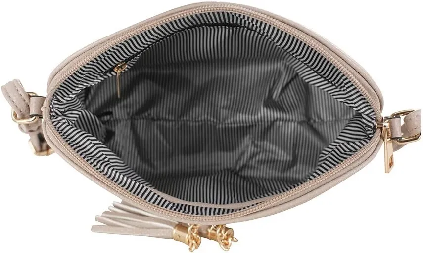SG SUGU Lunar Lightweight Medium Dome Crossbody Bag Shoulder Bag with Tassel | Zipper Pocket | Adjustable Strap