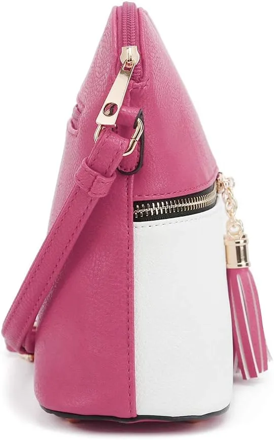 SG SUGU Lunar Lightweight Medium Dome Crossbody Bag Shoulder Bag with Tassel | Zipper Pocket | Adjustable Strap