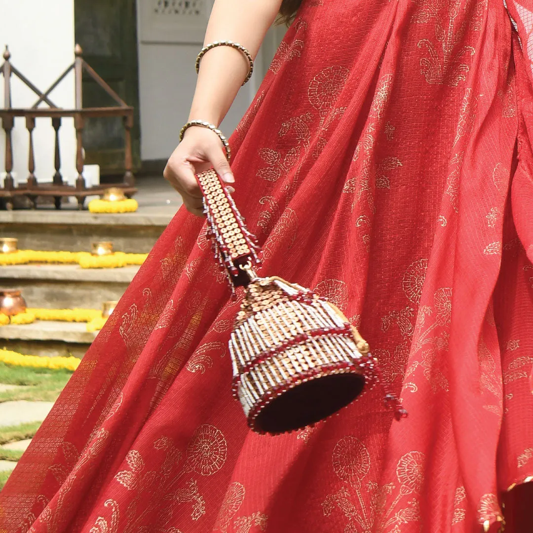 Shayna Bucket Bag – Red & White