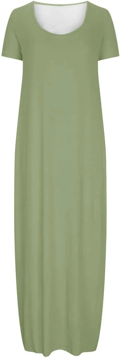 Shirt Dresses for Women Plus Size Casual Short Sleeve Maxi Sundresses Loose Fit Elegant Summer Beach Long Dress