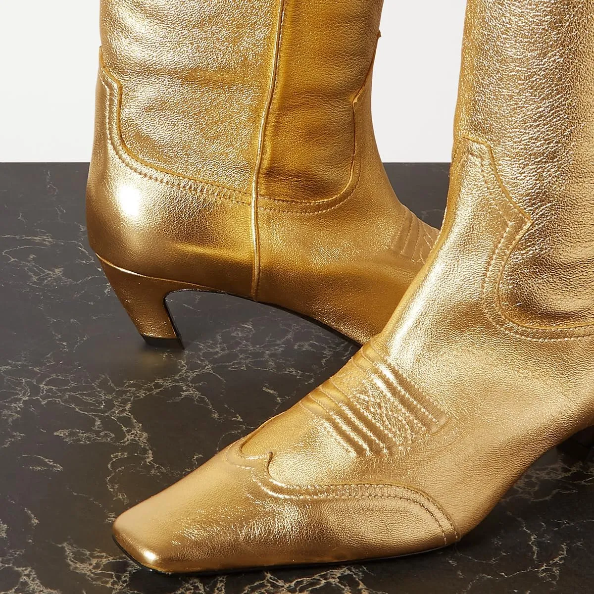 SHODENSE Women Embroidered Cowboy Boots Square Toe Knee High Kitten Heel Boots Suede Wide Calf Western Boots Pull On V Cut 2" Heels Cowgirl Boot Vintage Tall Dress Boots Fall Winter 4-11 M US