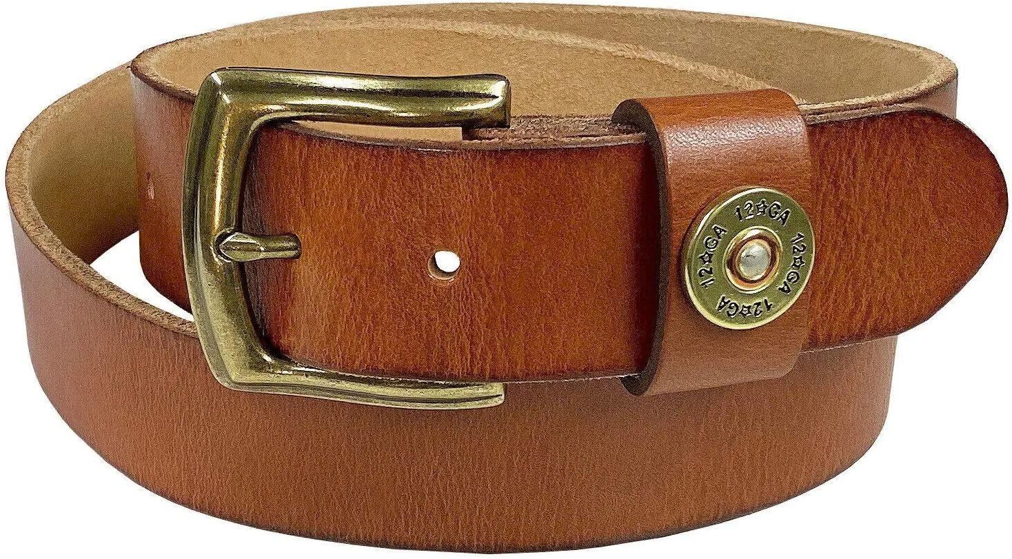 Shotgun Shell Concho Genuine Casual Jean Leather Belt 1-1/2"(38mm) wide