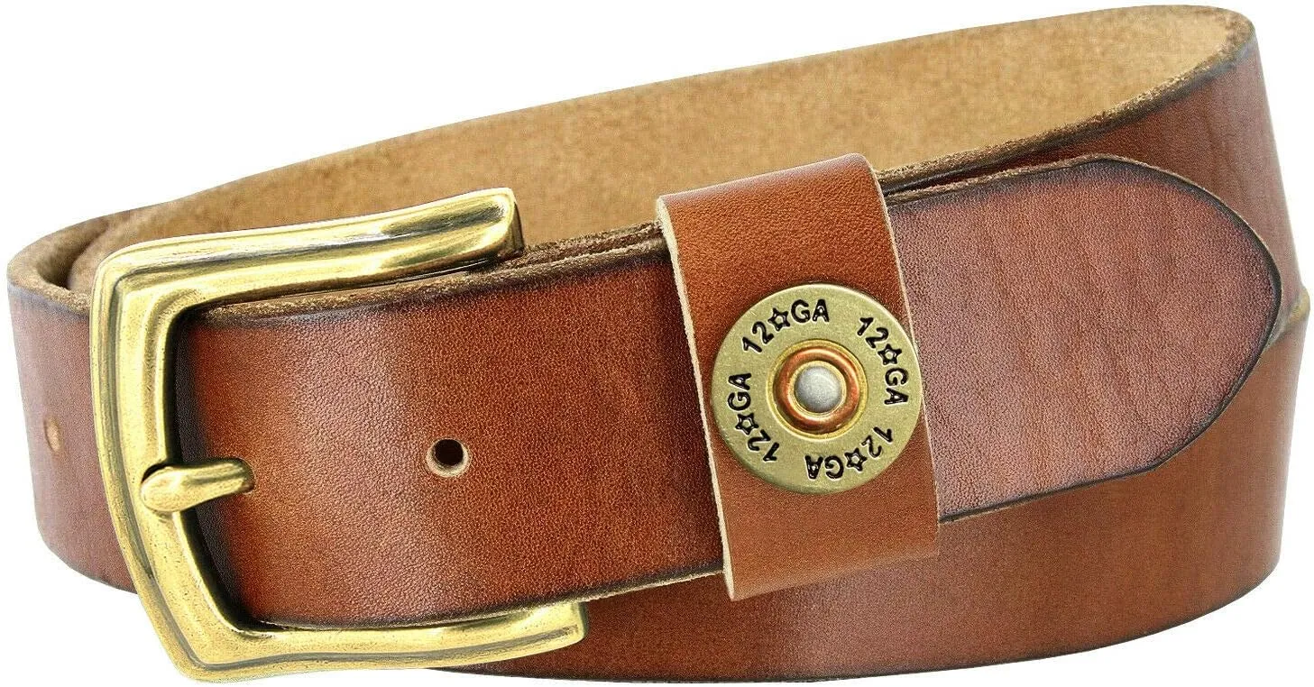 Shotgun Shell Concho Genuine Casual Jean Leather Belt 1-1/2"(38mm) wide