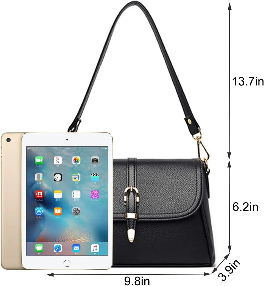 Shoulder Bags and Purses for Women PU Leather Satchel Multi-pocket Crossbody Bag Tote 2 Detachable Shoulder Straps