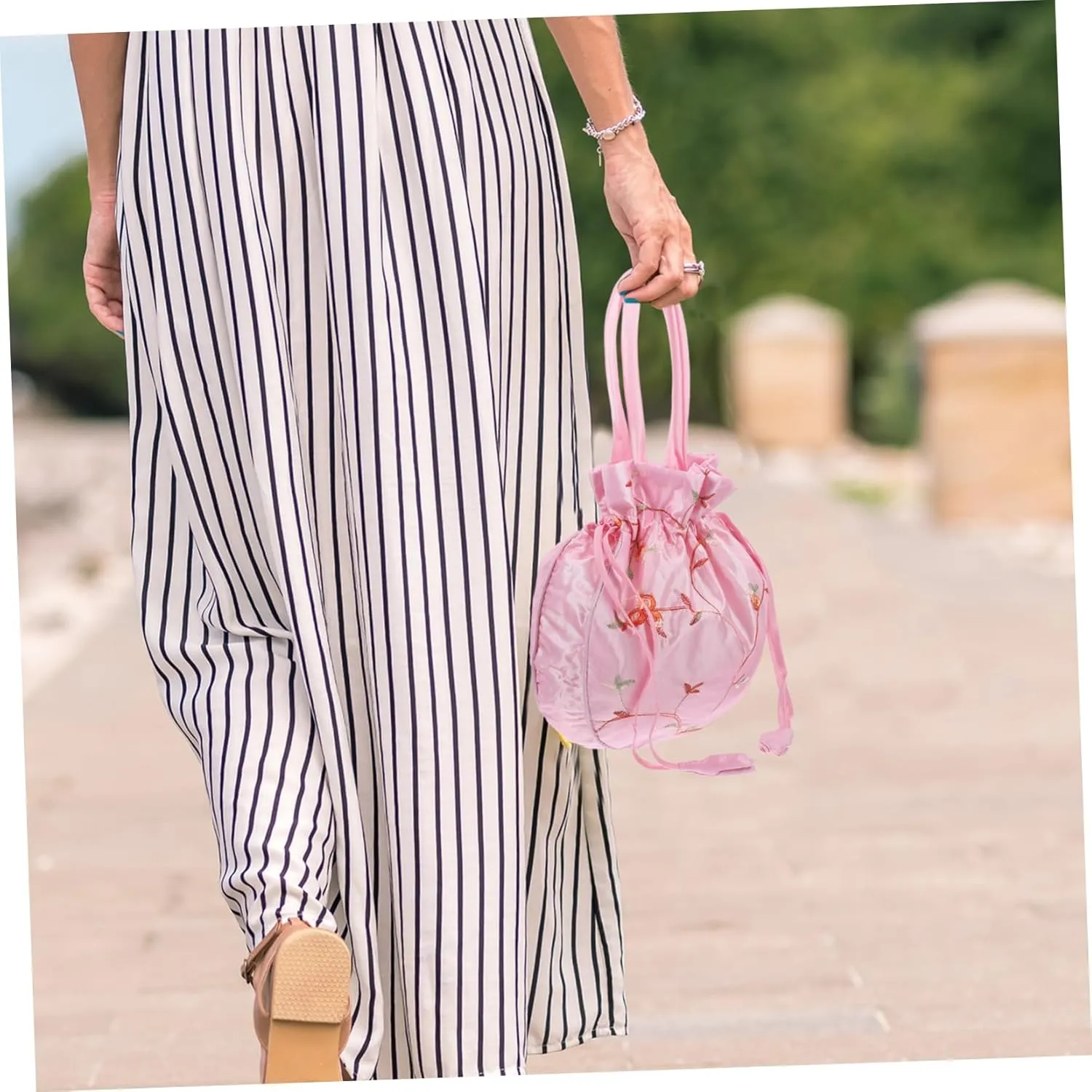 Shoulder Bucket Bag Women Bucket Bag Flower Bucket White Miss Fashion