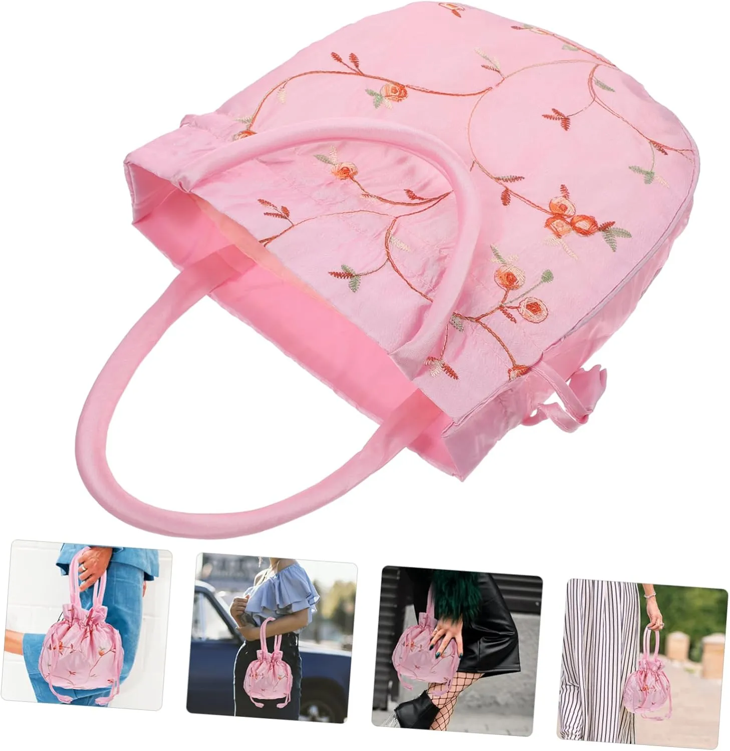 Shoulder Bucket Bag Women Bucket Bag Flower Bucket White Miss Fashion