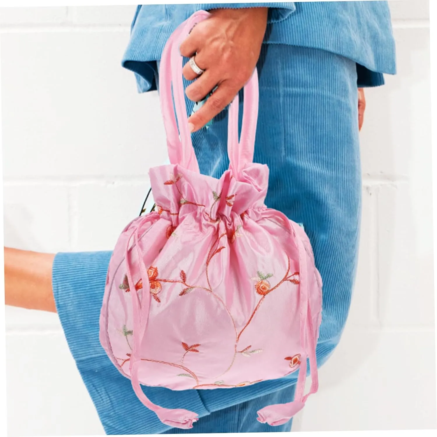 Shoulder Bucket Bag Women Bucket Bag Flower Bucket White Miss Fashion