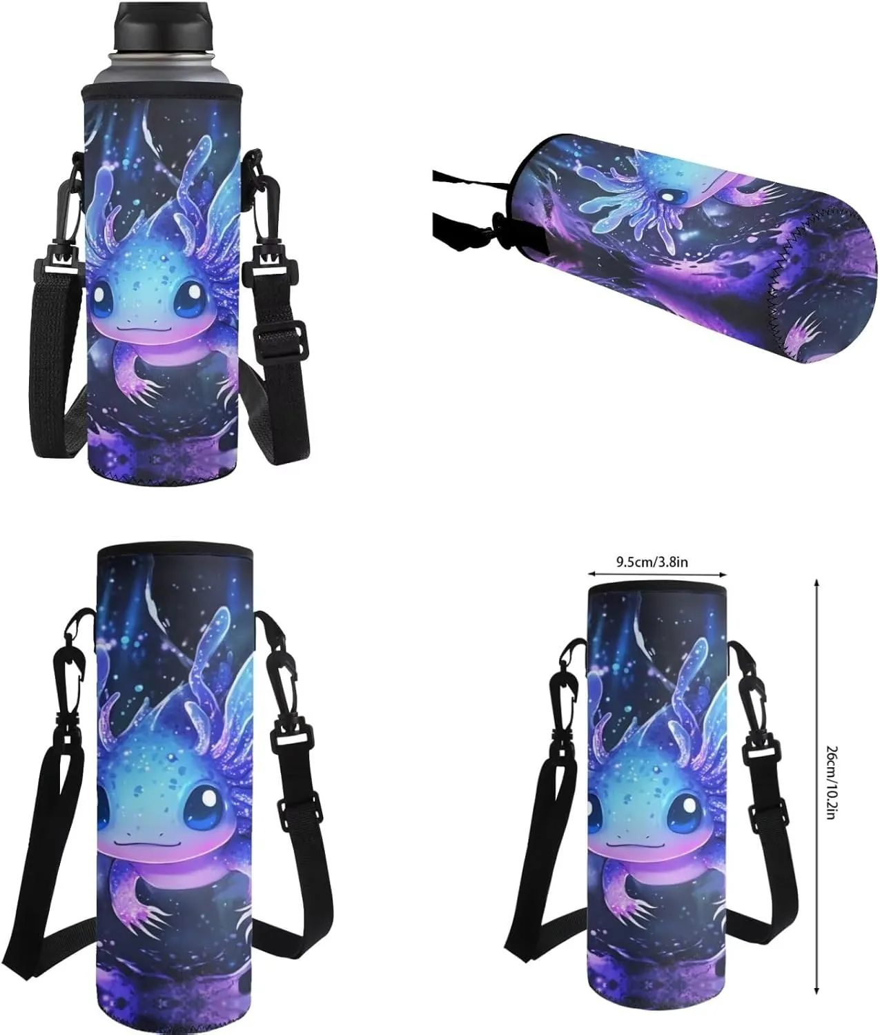 Showudesigns Blue Axolotl Backpack for School Girls Elementary School Bag Boys Bookbag with Lunch Box Pencil Case Water Bottle Holder Daycare Bag Satchel for Kids 17inch Children Daypack