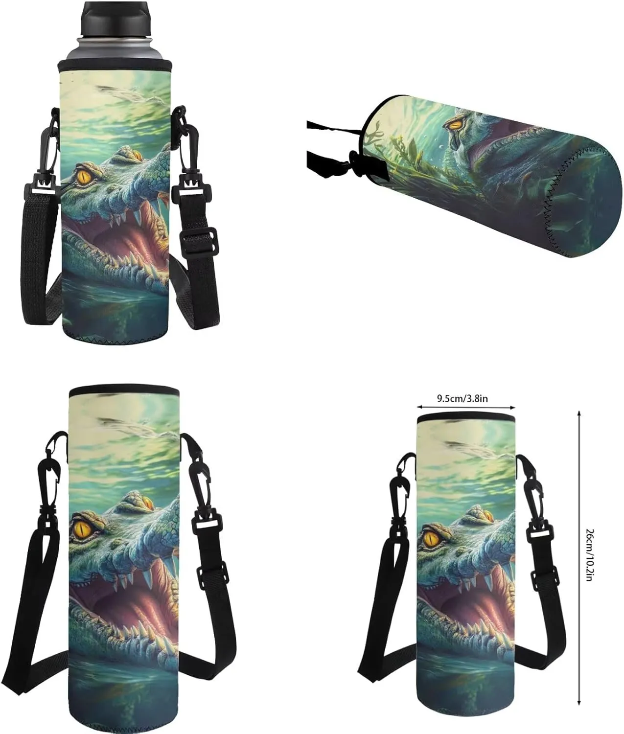Showudesigns Crocodile Backpack for School Boys 6-7 8-9 10-12 Elementary School Bag and Lunch Bag Set with Pencil Case Water Bottle Holder 4Pcs Kindergarten Middle Bookbag Back Pack Kids Satchel