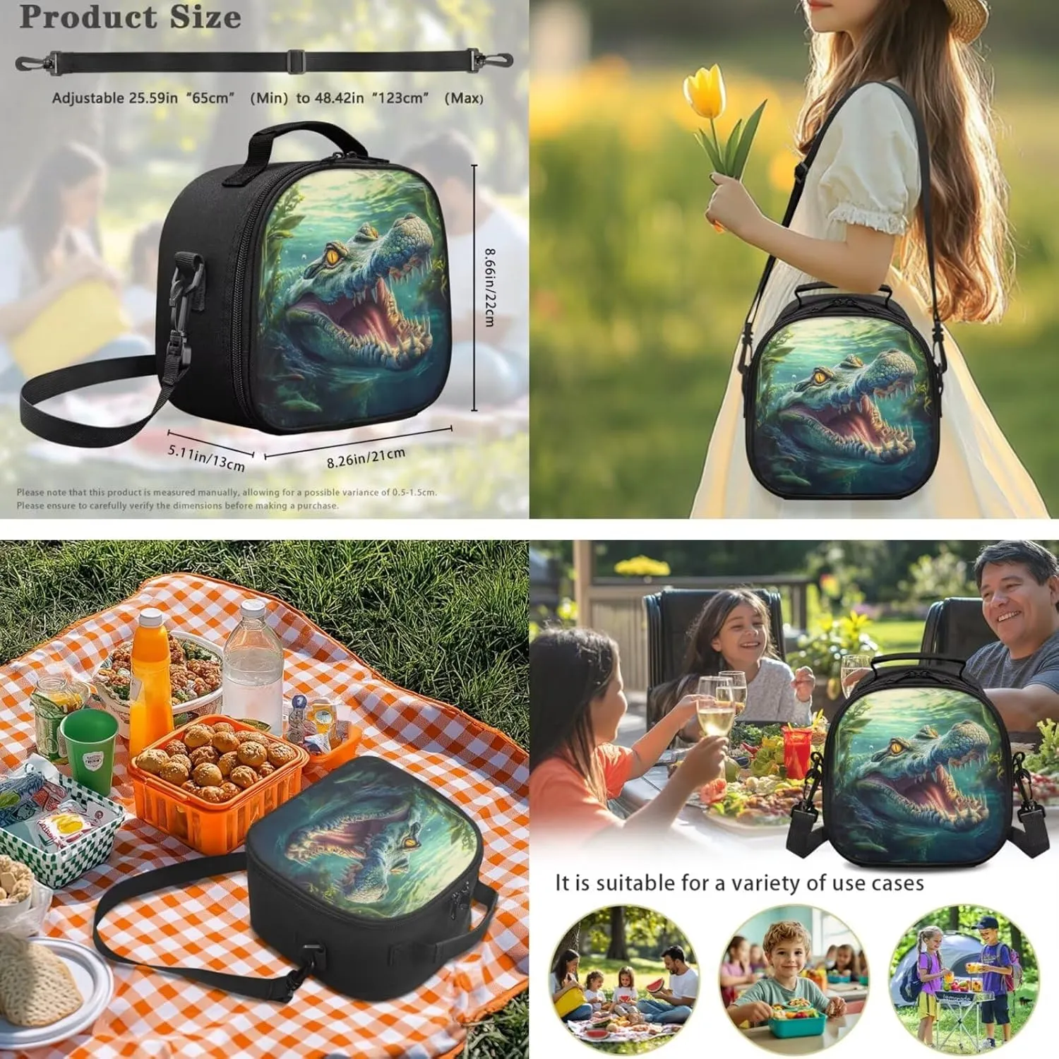 Showudesigns Crocodile Backpack for School Boys 6-7 8-9 10-12 Elementary School Bag and Lunch Bag Set with Pencil Case Water Bottle Holder 4Pcs Kindergarten Middle Bookbag Back Pack Kids Satchel