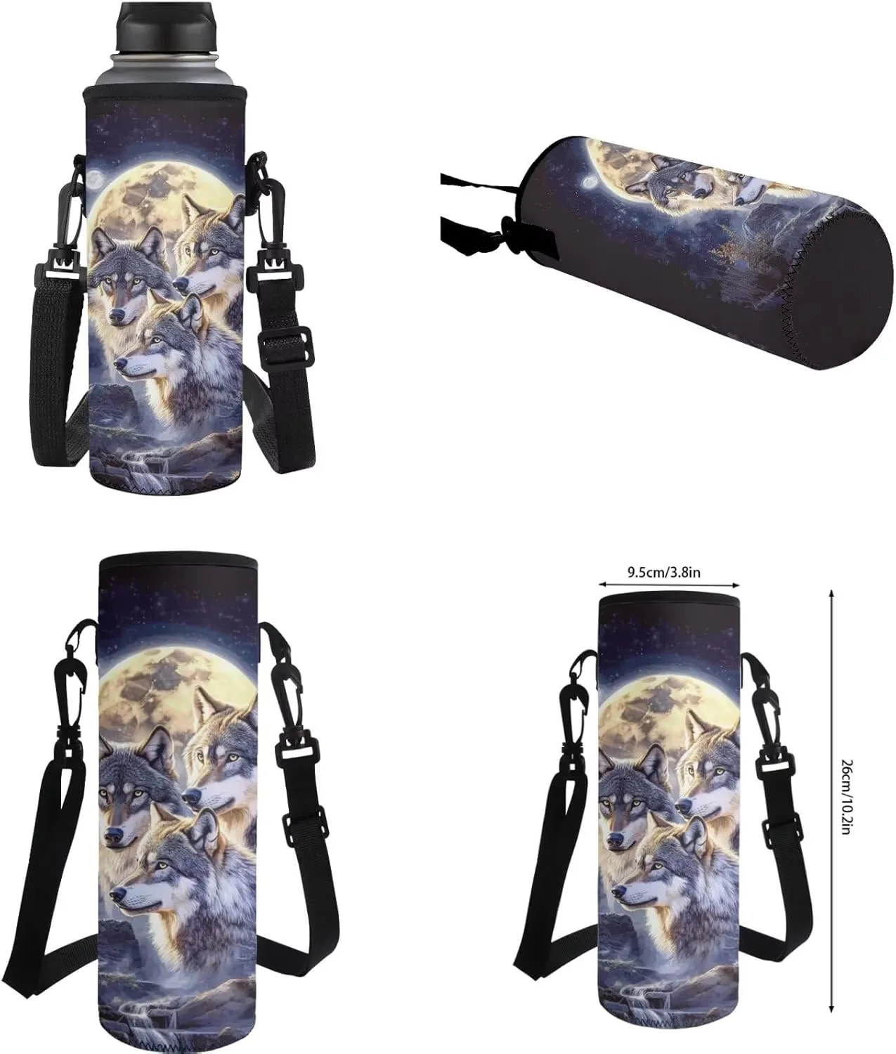 Showudesigns Wolf Backpack for School Boys 4th/6th Grade Girls Bookbag with Lunch Box Pencil Case Water Bottle Holder Elementary Middle School Bag Back Packs for Kids Child Satchel Travel Daypack