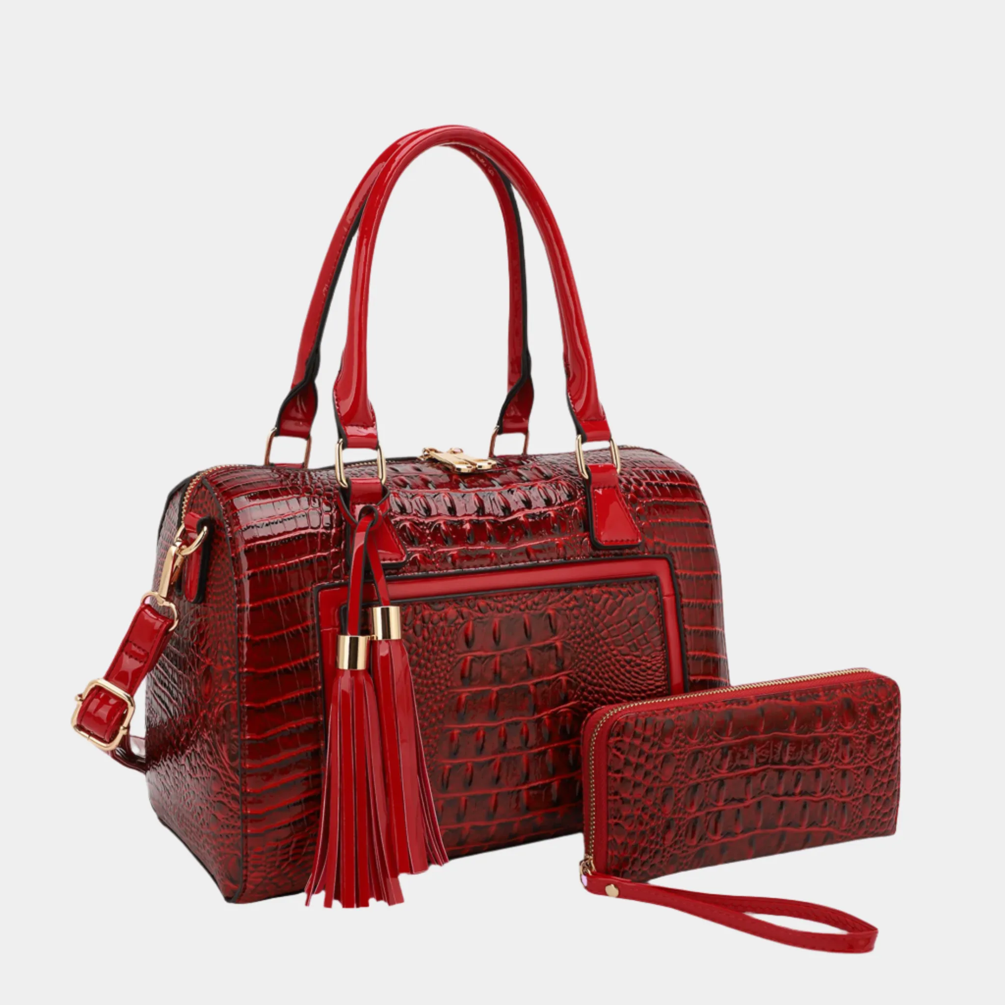 Sienna Exclusive Luxe Croc-Embossed Satchel Set