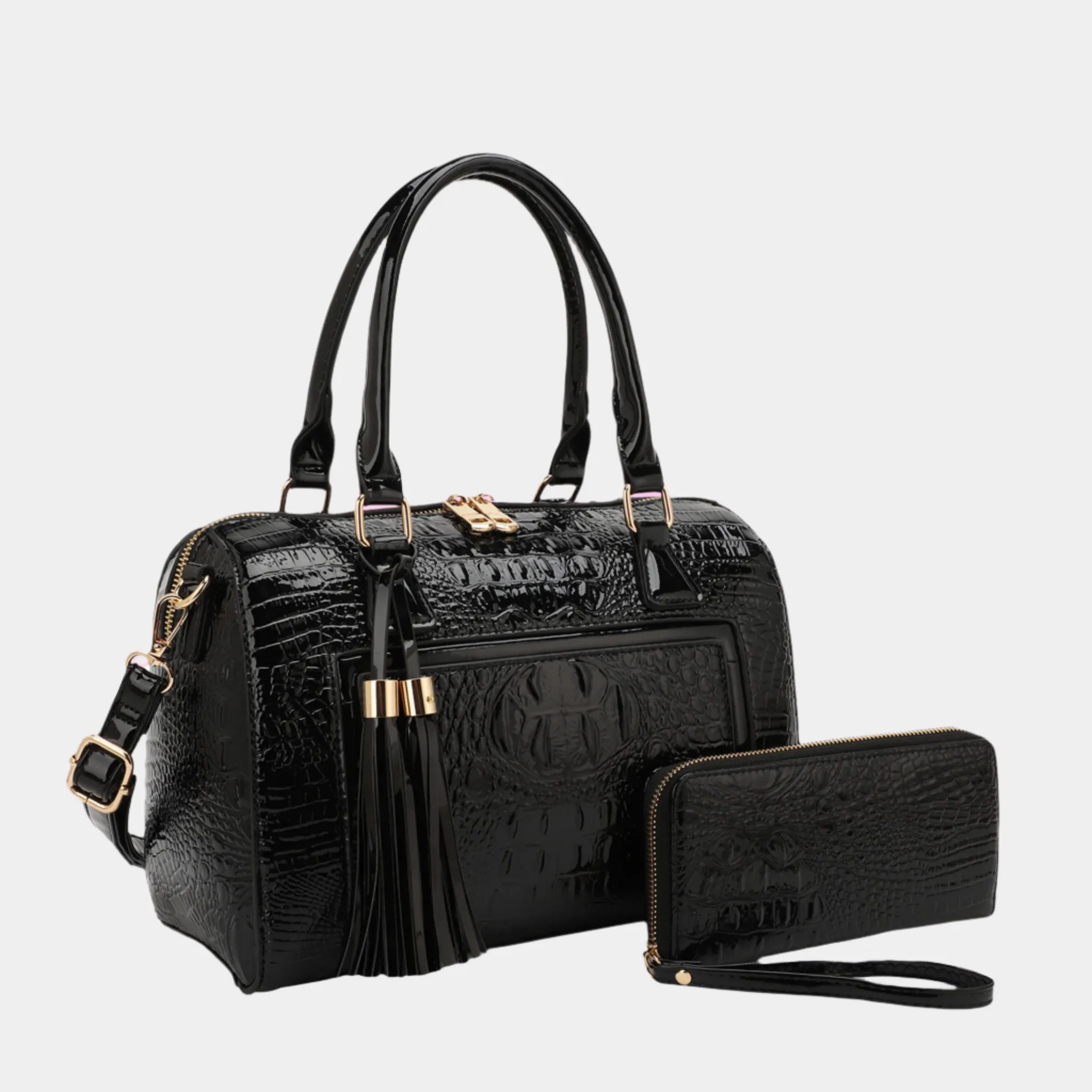 Sienna Exclusive Luxe Croc-Embossed Satchel Set