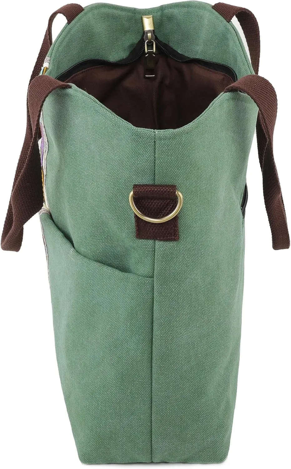 SILKAREA Women's Canvas Large Tote Bag Embroidered Shoulder Bag Multi Pocket Crossbody Bag Top Handle Bag Handbag Hobo Purse