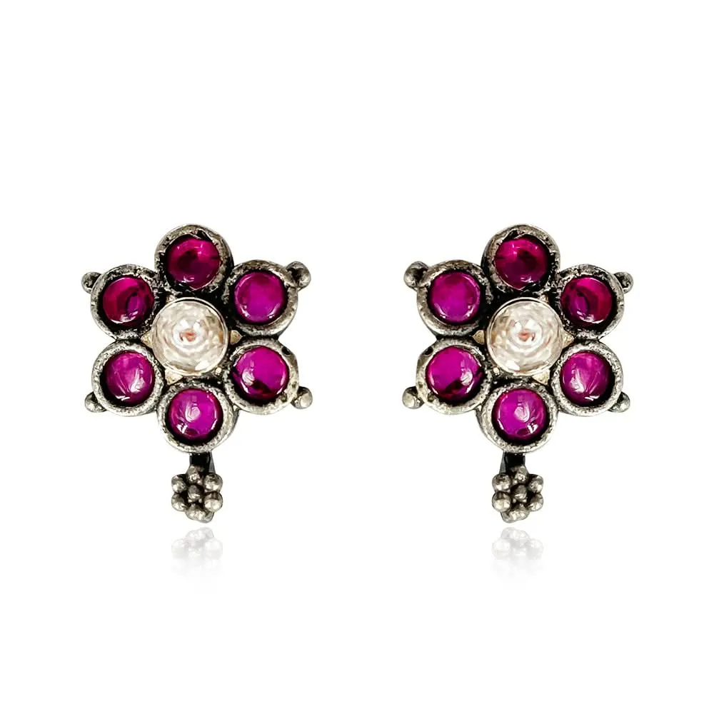 Silver boho chic earring