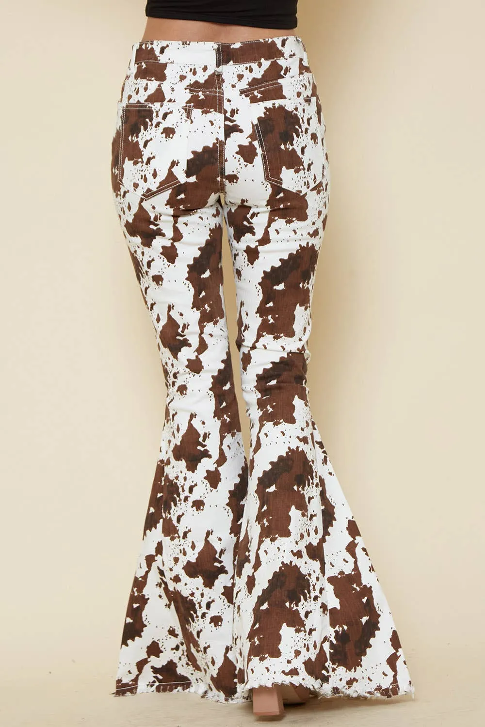 SIP6217AL IVORY BROWN WESTERN COW PRINT FLARES- BESTSELLER
