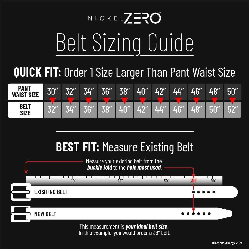 Slick City Belt - Genuine Full Grain Leather with Nickel Free Buckle