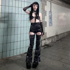 Slim Fitting Printed Bell Bottoms For Women